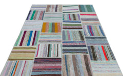 Teselya 25412 Multy Striped Wool Handmade Area Rug 5'3" x 7'5"