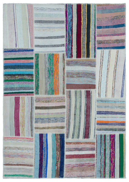 Teselya 25414 Multy Striped Wool Handmade Area Rug 5'3" x 7'5"