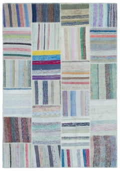 Teselya 25416 Multy Striped Wool Handmade Area Rug 5'3" x 7'5"