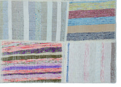 Teselya 25417 Patchwork Striped Wool Handmade Area Rug 5'3" x 7'4"