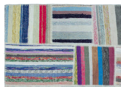 Teselya 25417 Patchwork Striped Wool Handmade Area Rug 5'3" x 7'4"