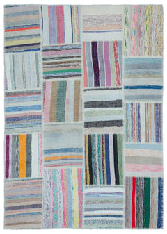 Teselya 25418 Multy Striped Wool Handmade Area Rug 5'3" x 7'5"