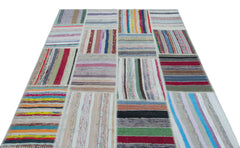 Teselya 25419 Multy Striped Wool Handmade Area Rug 5'3" x 7'5"