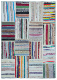 Teselya 25419 Multy Striped Wool Handmade Area Rug 5'3" x 7'5"