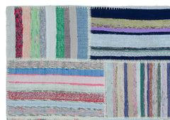 Teselya 25424 Patchwork Striped Wool Handmade Area Rug 5'3" x 7'7"