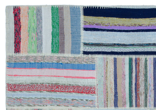 Teselya 25424 Patchwork Striped Wool Handmade Area Rug 5'3" x 7'7"