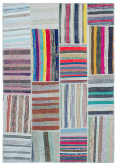 Teselya 25425 Multy Striped Wool Handmade Area Rug 5'3" x 7'6"
