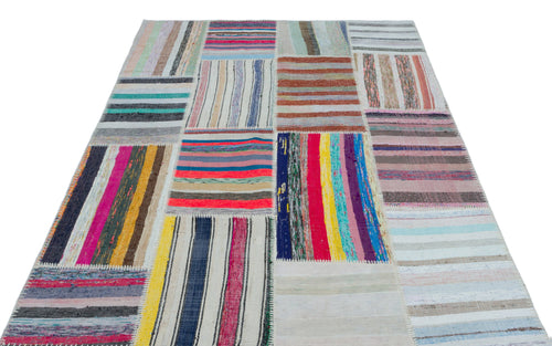 Teselya 25425 Multy Striped Wool Handmade Area Rug 5'3" x 7'6"