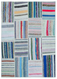 Teselya 25426 Multy Striped Wool Handmade Area Rug 5'3" x 7'5"