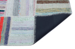 Teselya 25429 Patchwork Striped Wool Handmade Area Rug 5'3" x 7'4"