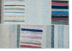 Teselya 25429 Patchwork Striped Wool Handmade Area Rug 5'3" x 7'4"