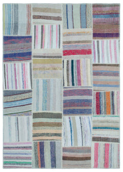 Teselya 25430 Multy Striped Wool Handmade Area Rug 5'3" x 7'5"