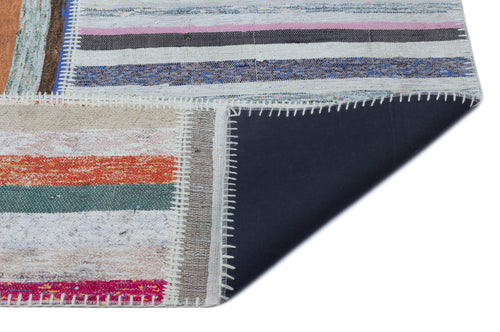 Teselya 25432 Patchwork Striped Wool Handmade Area Rug 5'3" x 7'7"