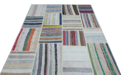 Teselya 25432 Patchwork Striped Wool Handmade Area Rug 5'3" x 7'7"