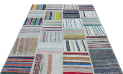 Teselya 25433 Multy Striped Wool Handmade Area Rug 5'3" x 7'5"