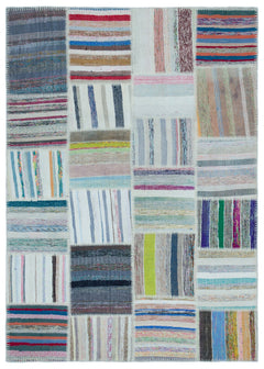 Teselya 25433 Multy Striped Wool Handmade Area Rug 5'3" x 7'5"