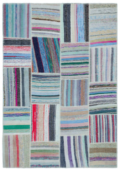 Teselya 25434 Multy Striped Wool Handmade Area Rug 5'3" x 7'6"