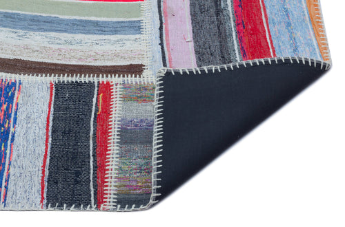 Teselya 25435 Patchwork Striped Wool Handmade Area Rug 5'3" x 7'7"