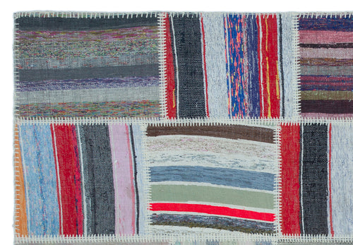 Teselya 25435 Patchwork Striped Wool Handmade Area Rug 5'3" x 7'7"