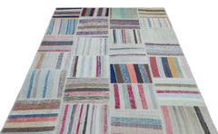 Teselya 25437 Multy Striped Wool Handmade Area Rug 5'3" x 7'6"