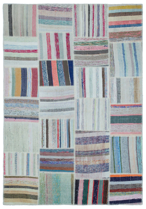 Teselya 25437 Multy Striped Wool Handmade Area Rug 5'3" x 7'6"