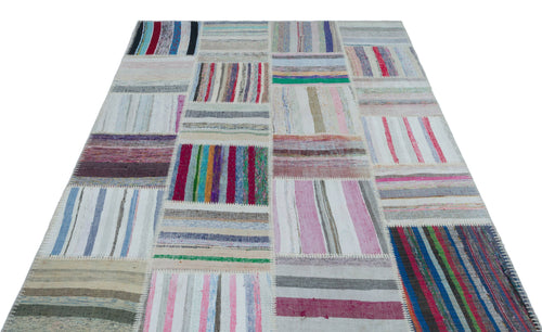 Teselya 25438 Multy Striped Wool Handmade Area Rug 5'3" x 7'5"