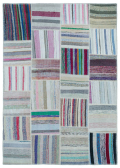 Teselya 25438 Multy Striped Wool Handmade Area Rug 5'3" x 7'5"