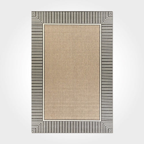 Chenille Cotton Area Rug – Washable Non Slip Beige Frame Carpet for Living Room
