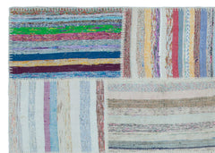 Teselya 25441 Beige Striped Wool Handmade Area Rug 5'3" x 7'4"
