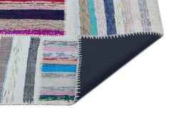 Teselya Beige Striped Wool Handmade Area Rug 5'1" x 7'3"