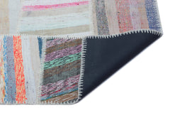 Teselya 25447 Beige Striped Wool Handmade Area Rug 5'3" x 7'4"