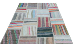 Teselya 25447 Beige Striped Wool Handmade Area Rug 5'3" x 7'4"
