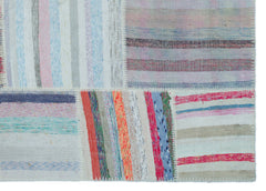 Teselya 25447 Beige Striped Wool Handmade Area Rug 5'3" x 7'4"