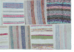 Teselya 25449 Patchwork Striped Wool Handmade Area Rug 5'3" x 7'7"