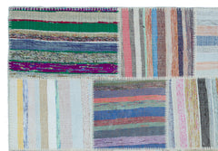 Teselya 25450 Patchwork Striped Wool Handmade Area Rug 5'3" x 7'7"