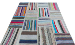 Teselya 25452 Multy Striped Wool Handmade Area Rug 5'3" x 7'5"