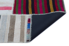 Teselya 25453 Beige Striped Wool Handmade Area Rug 5'3" x 7'4"