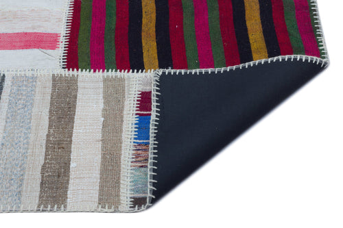 Teselya 25453 Beige Striped Wool Handmade Area Rug 5'3" x 7'4"