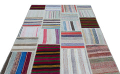 Teselya 25453 Beige Striped Wool Handmade Area Rug 5'3" x 7'4"