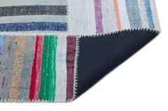 Teselya 25455 Patchwork Striped Wool Handmade Area Rug 5'3" x 7'7"