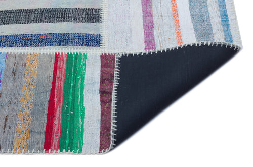 Teselya 25455 Patchwork Striped Wool Handmade Area Rug 5'3" x 7'7"