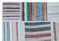 Teselya 25455 Patchwork Striped Wool Handmade Area Rug 5'3" x 7'7"