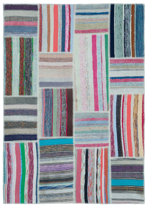 Teselya 25456 Multy Striped Wool Handmade Area Rug 5'3" x 7'5"