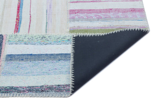 Teselya 25457 Patchwork Striped Wool Handmade Area Rug 5'3" x 7'7"