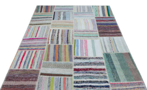 Teselya 25459 Multy Striped Wool Handmade Area Rug 5'3" x 7'5"