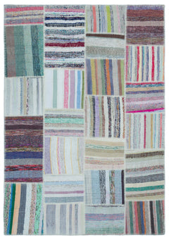 Teselya 25459 Multy Striped Wool Handmade Area Rug 5'3" x 7'5"
