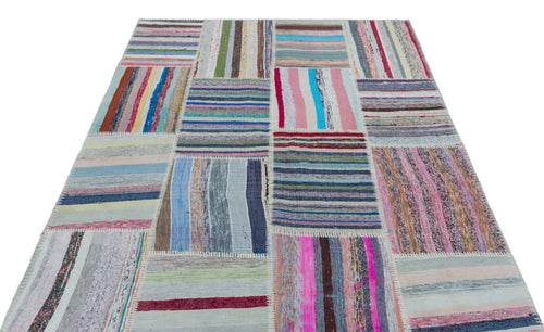Teselya 25461 Multy Striped Wool Handmade Area Rug 5'3" x 7'5"