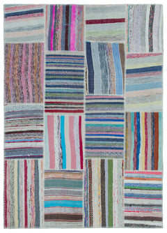 Teselya 25461 Multy Striped Wool Handmade Area Rug 5'3" x 7'5"
