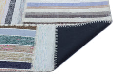 Teselya 25463 Beige Striped Wool Handmade Area Rug 5'3" x 7'7"