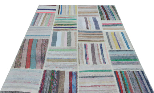 Teselya 25464 Multy Striped Wool Handmade Area Rug 5'3" x 7'6"